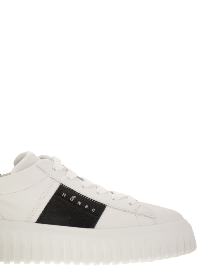 Hogan Sporty Nappa Leather Sneakers With Vertical Stripes