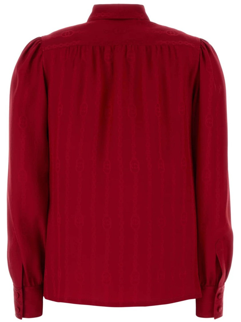 Gucci Red Shirt Satin Blouse