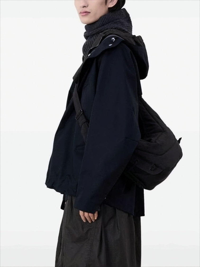 Lemaire Minimalist Black Polyamide Shoulder Bag With Adjustable Strap