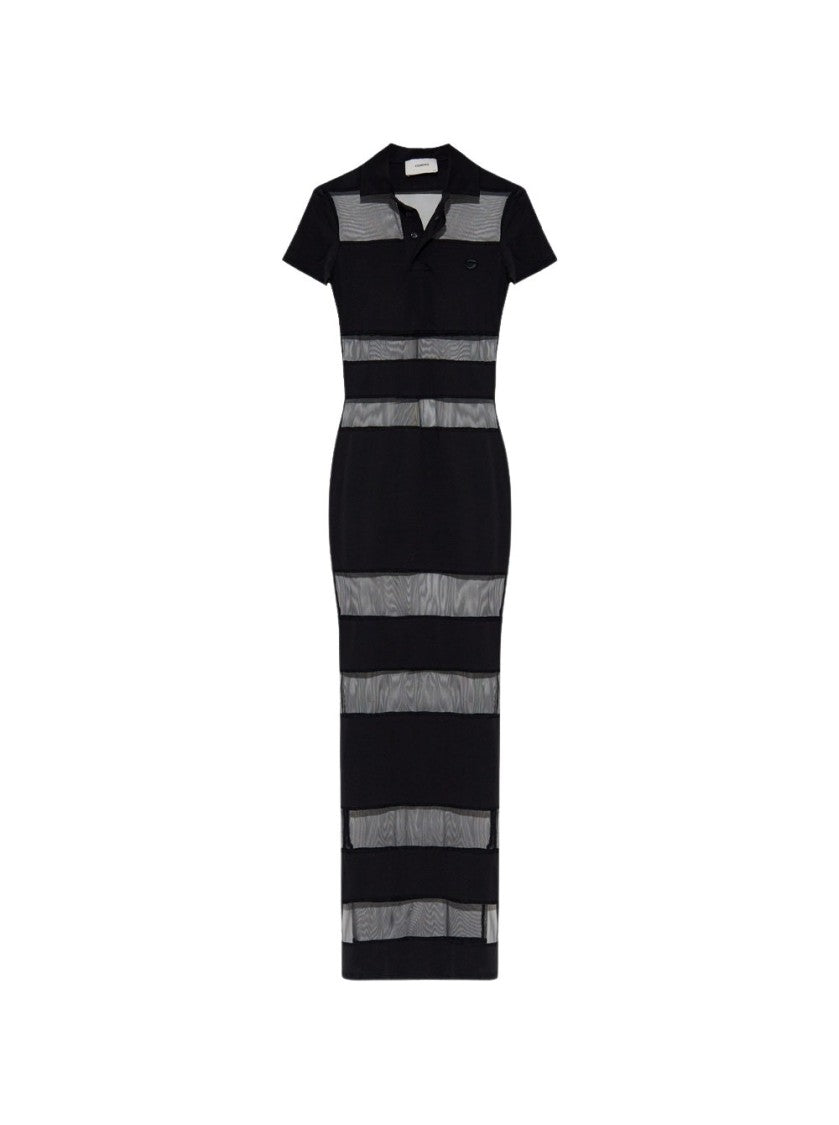 Coperni Striped Sheer Polo Dress Black