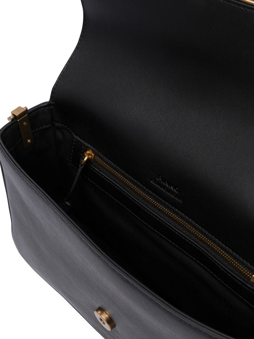 Pinko Black Leather Crossbody Shoulder Bag