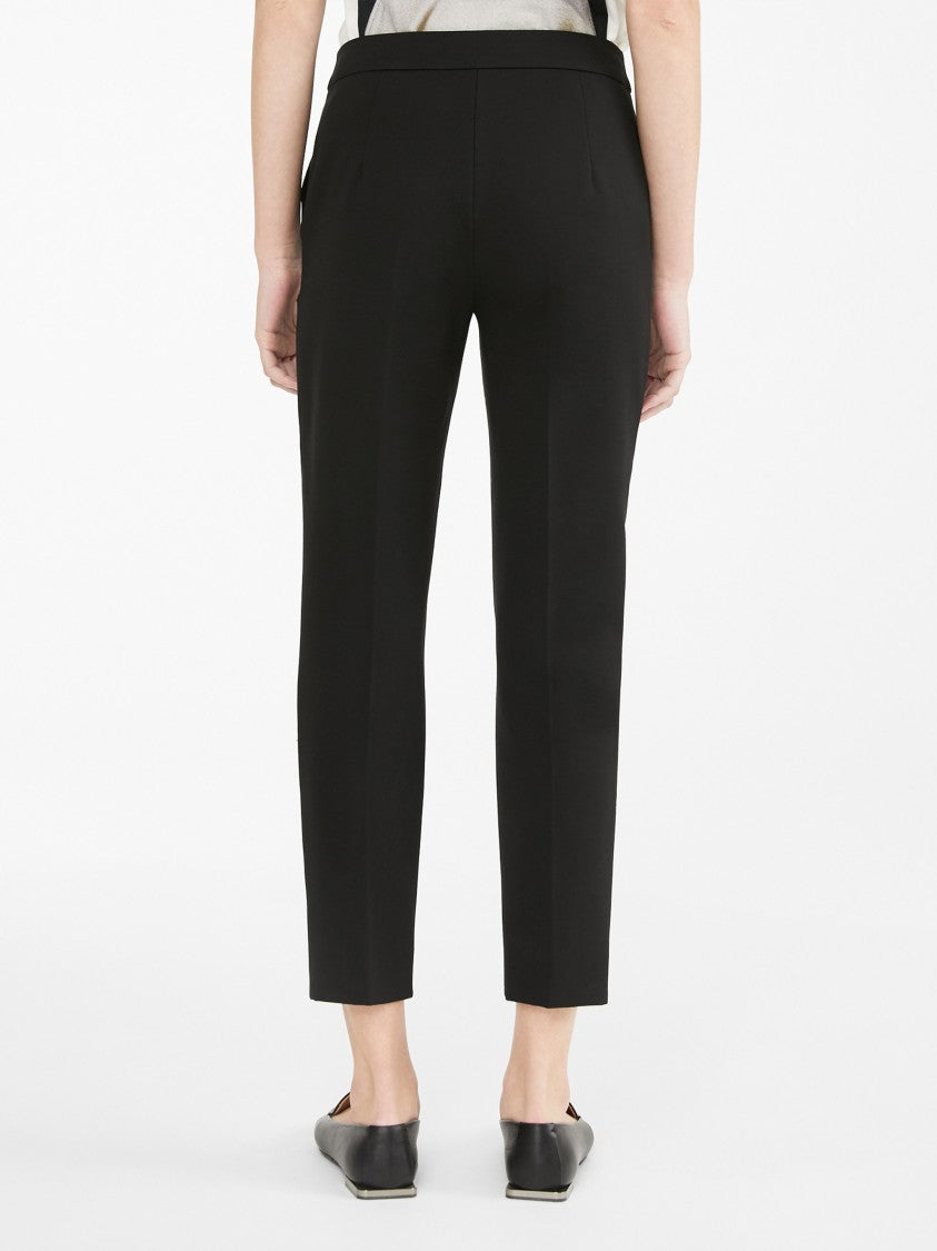 Max Mara Black Pegno Cropped Slim Viscose Pants