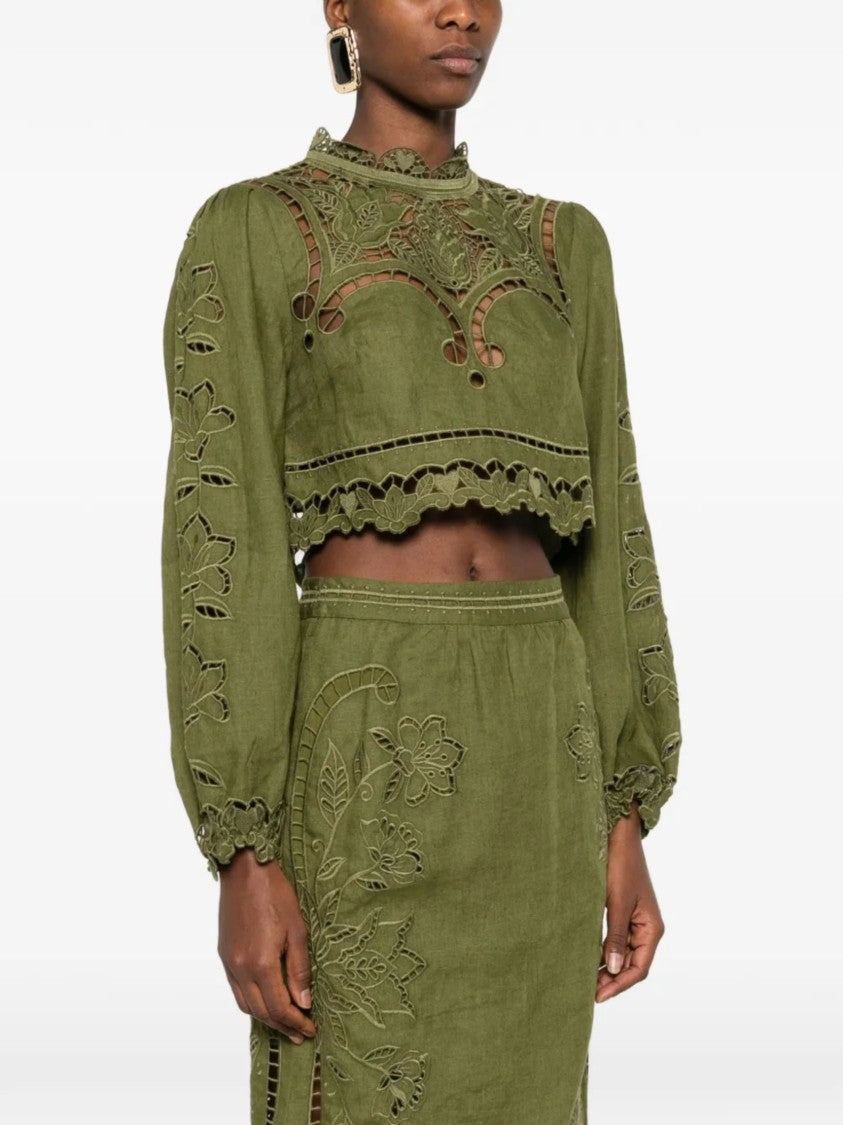 Farm Rio Green Majestic Garden Linen Shirt