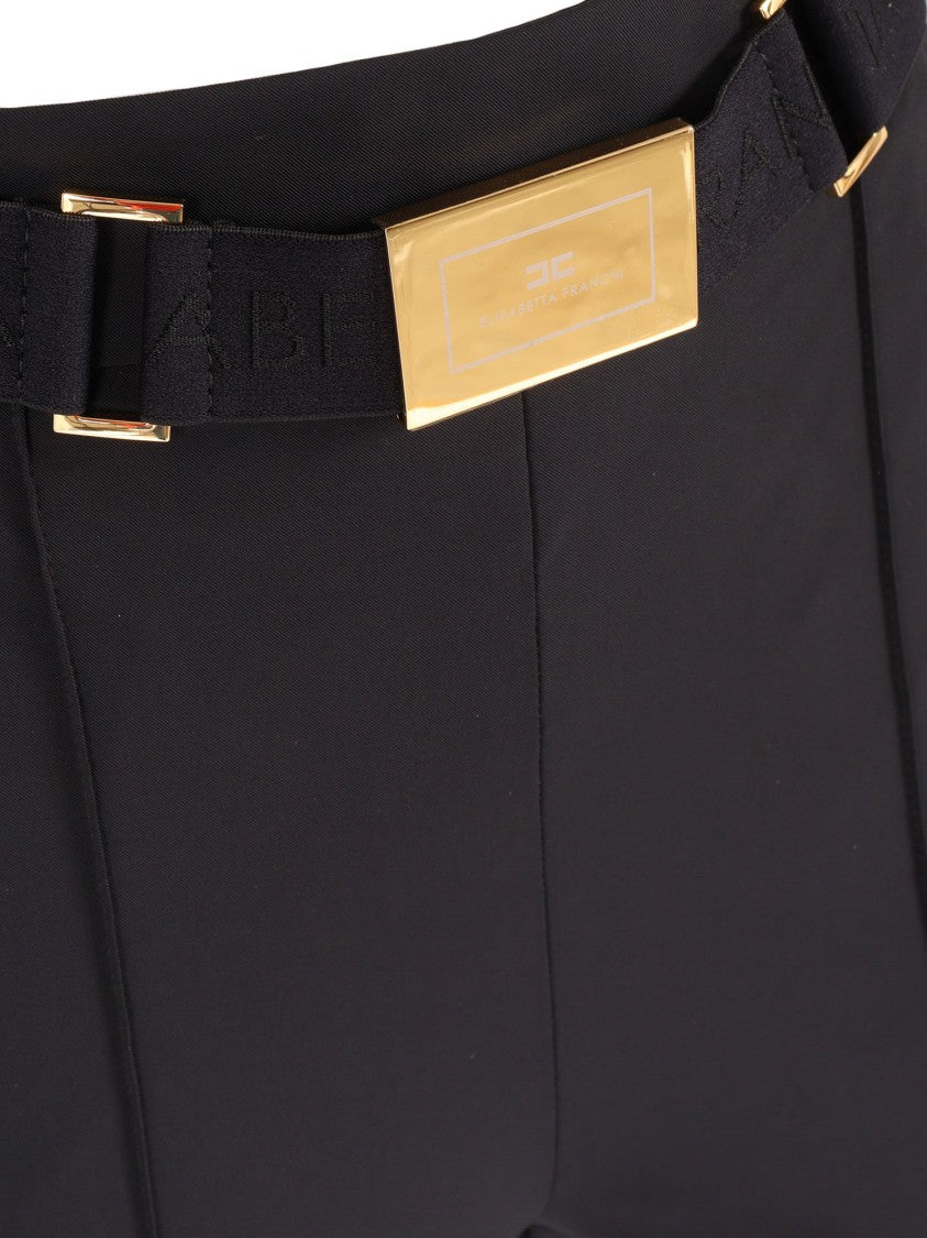 Elisabetta Franchi Tailored Black Mid Rise Straight-Leg Pants