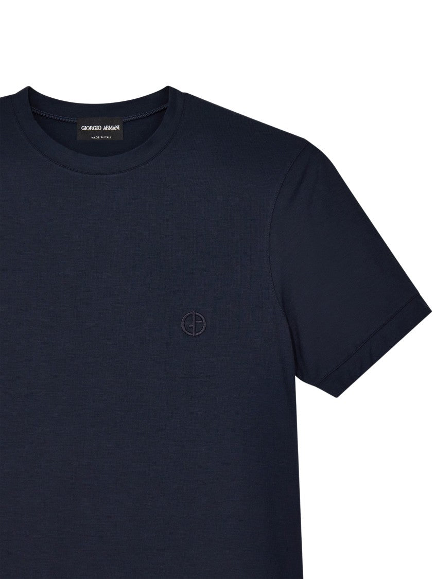 Giorgio Armani Blue Stretch Viscose Crewneck T-Shirt