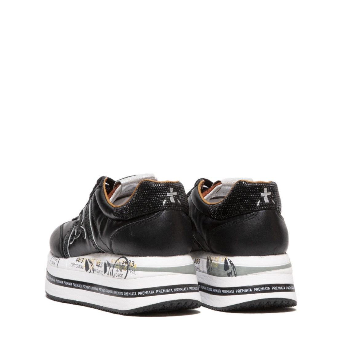 Premiata Beth Sneaker In Black Leather And Nylon