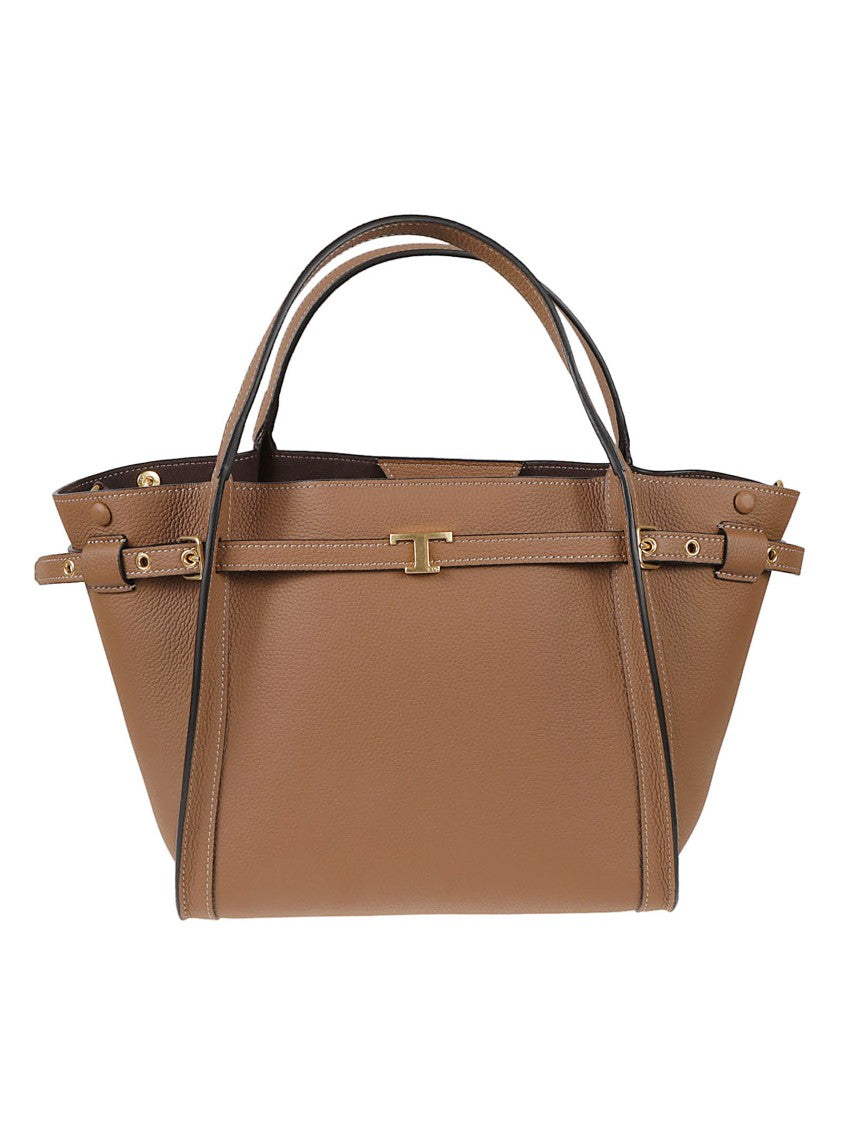 Tod's Trapezoidal Handbag In Textured Calfskin Leather