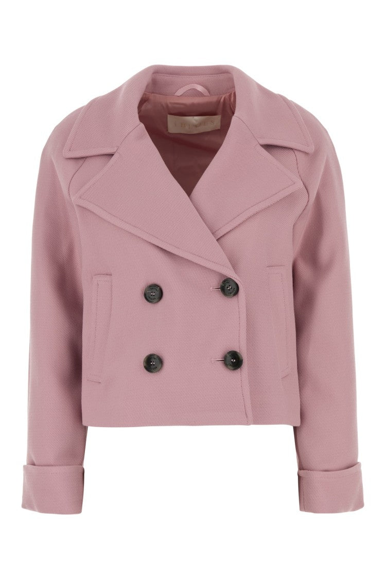 I Blues Double-Breasted Cropped Jacket With Textured Finish