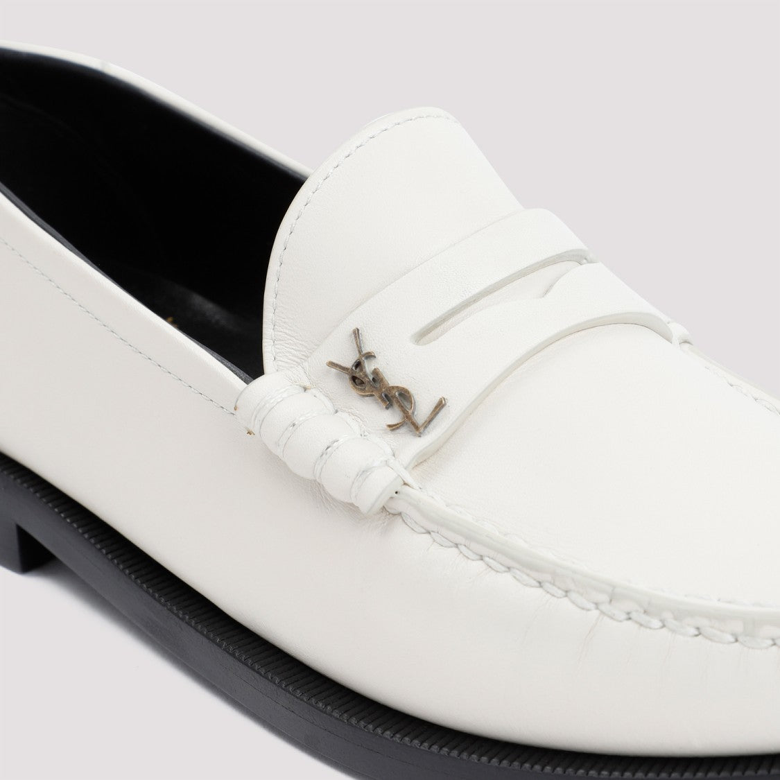 Saint Laurent Leather Pearl Loafers