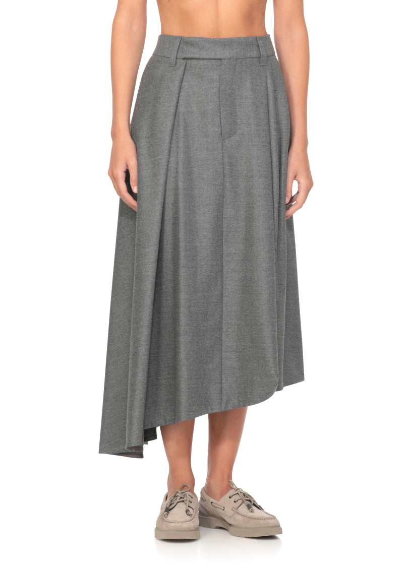 Brunello Cucinelli Grey Wool Skirt