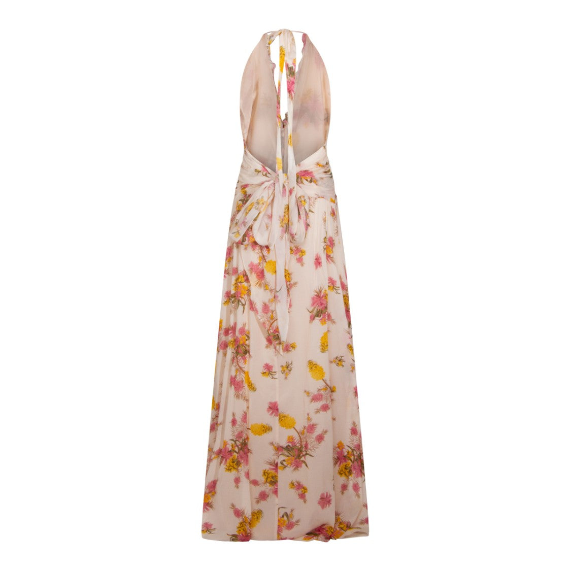 Blumarine Multicolor Draped Maxi Dress With Open Back