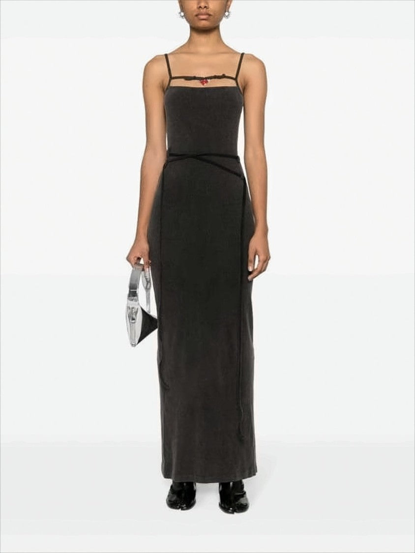 Ottolinger Black Body-Hugging Maxi Dress With Spaghetti Straps