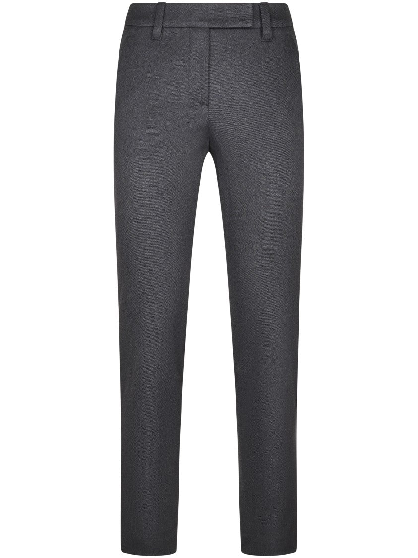 Brunello Cucinelli Tailored Grey Trousers With Mid-Rise Waist And Refined Texture