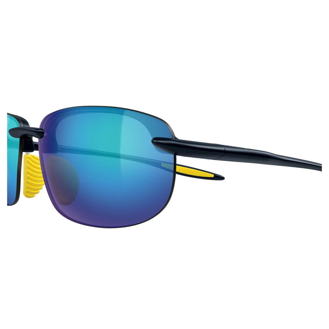 Maui Jim Hookipa Ultra Af Rimless Rectangular Sunglasses With Blue Mirrored Lenses