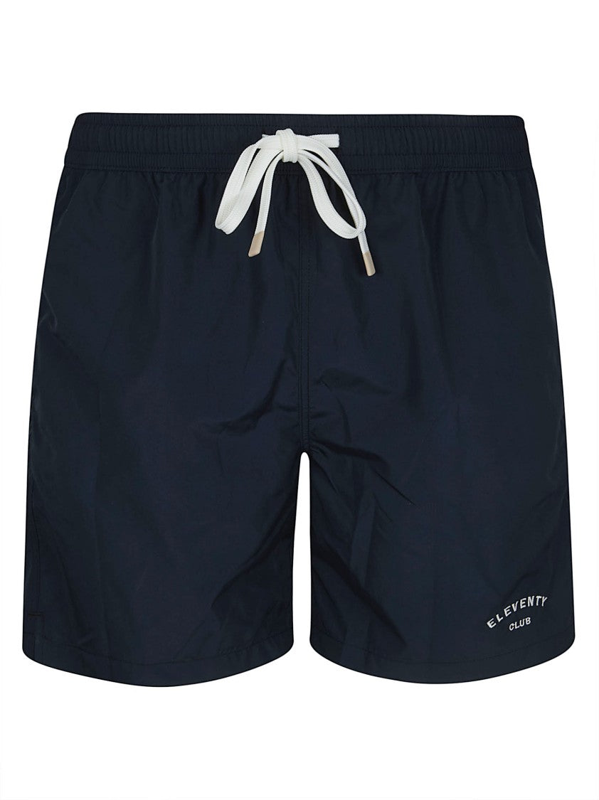 Eleventy Technical Fabric Swim Shorts With Sporty Drawstring