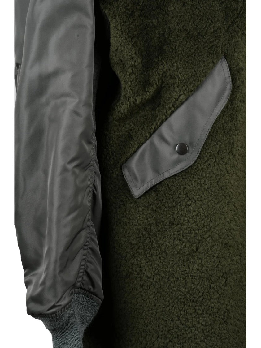 Junya Watanabe X Comme Des Garçons Plush Giaccone With Contrasting Nylon Sleeves And Practical Design