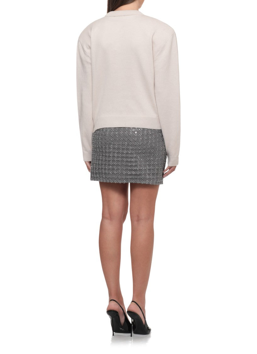 Rotate Structured Cropped Cardigan With Padded Shoulder Pads