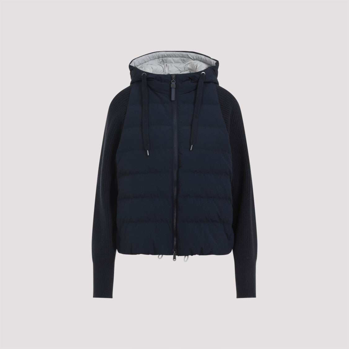 Brunello Cucinelli Quilted Black Jacket With Textured Sleeves