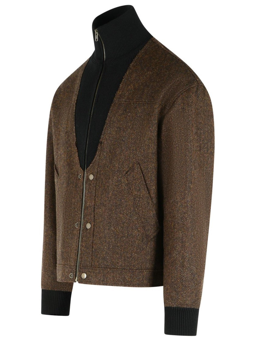 Maison Margiela 'Herringbone' Brown Wool Bomber Jacket