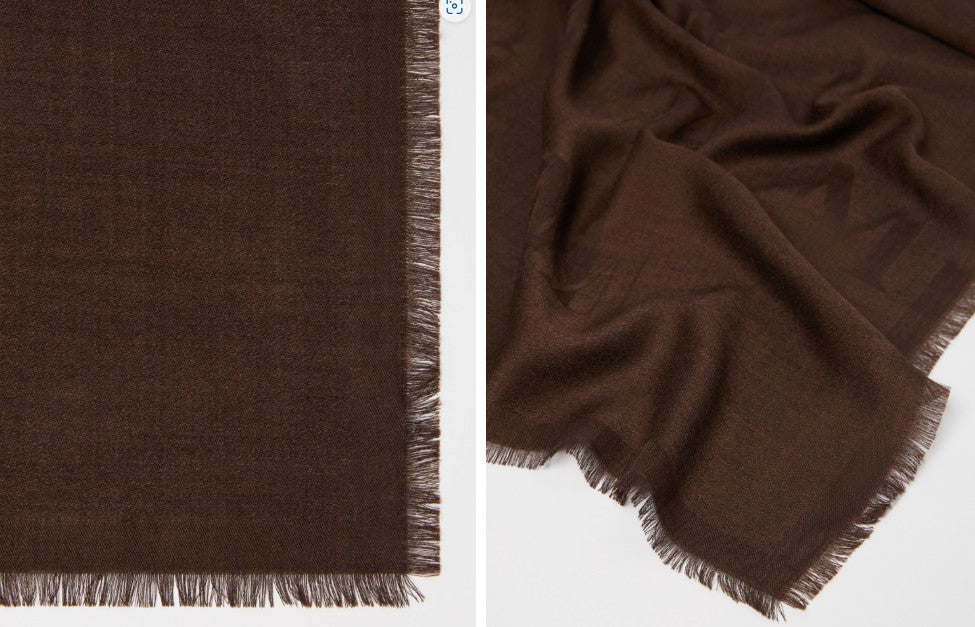 Max Mara Wraparound Brown Scarf With Fringe Detailing