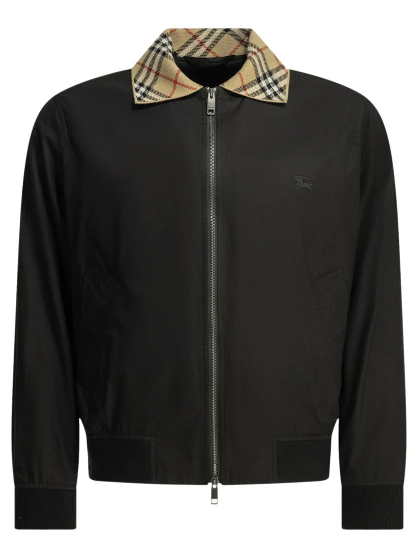 Burberry Harrington Checkered Collar Cotton-Blend Bomber Jacket
