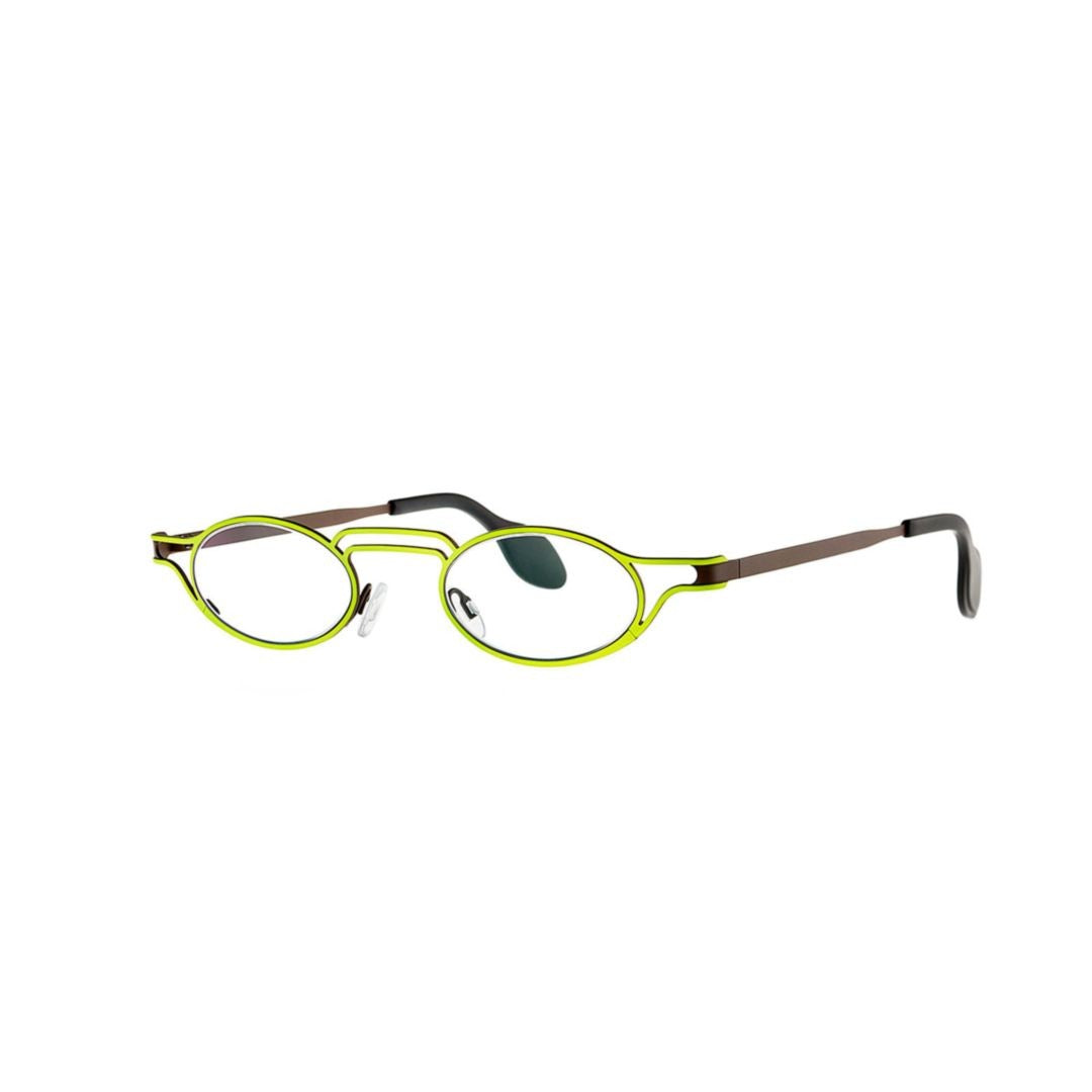 Theo Silverstone Col. 394 Oval Frame Eyeglasses With Vibrant Lime Green Outline