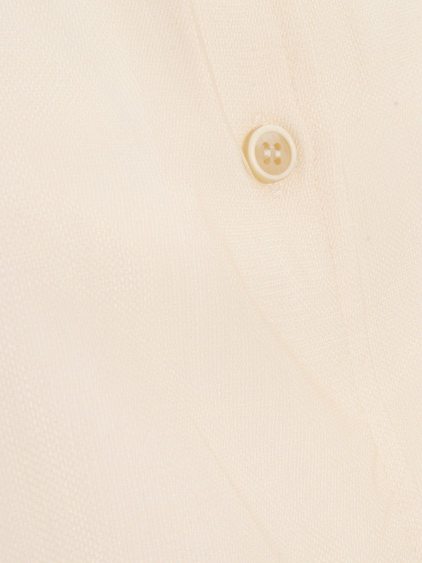 Fabiana Filippi Viscose Linen Short Sleeve Shirt With Bottom Drawsting