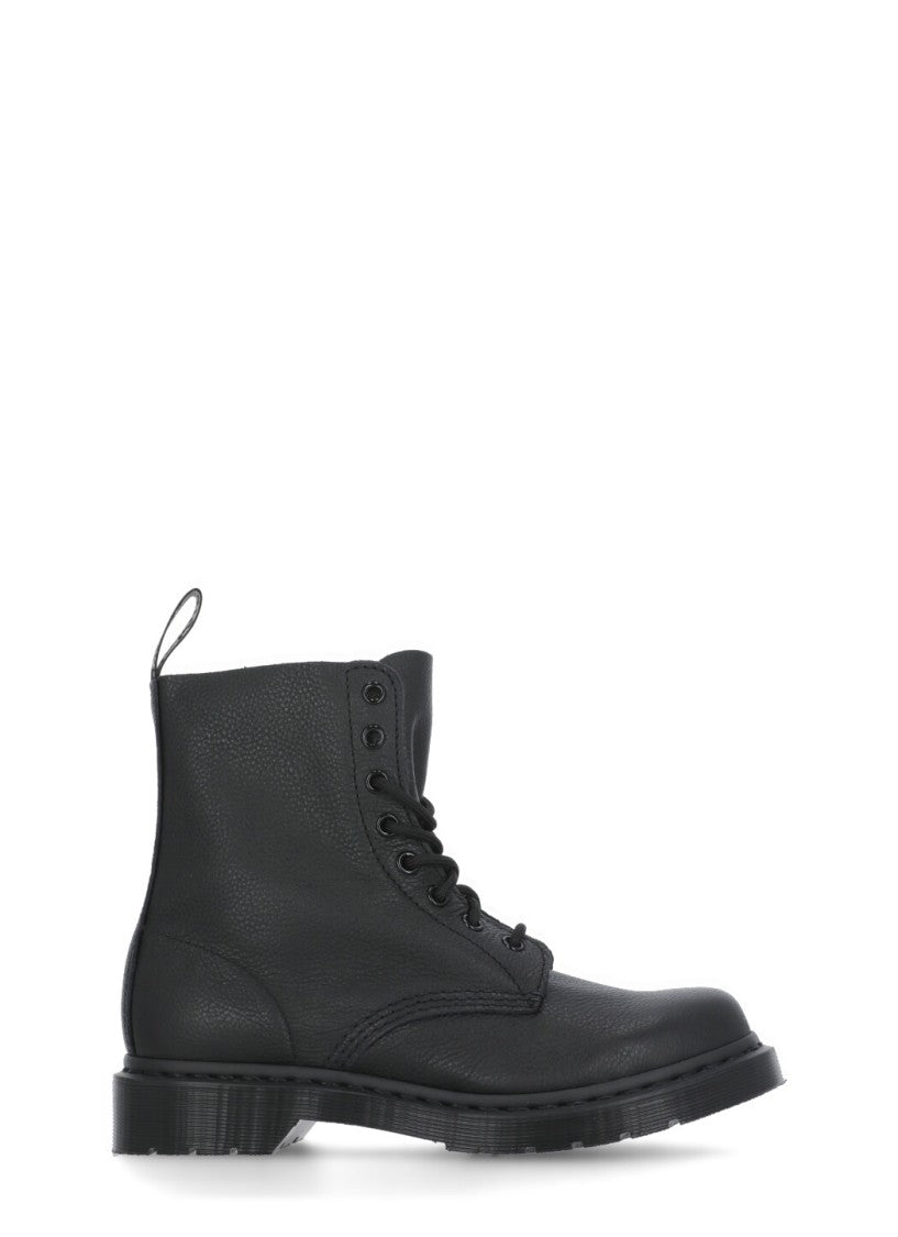 Dr. Martens Pebbled Leather Black Ankle Boots With Lace-Up Closure