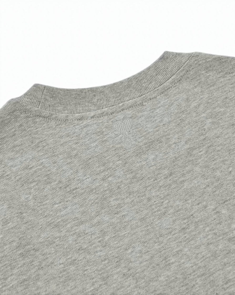 Ami Paris Heathered Grey Long-Sleeve Shirt With Classic Crew Neckline