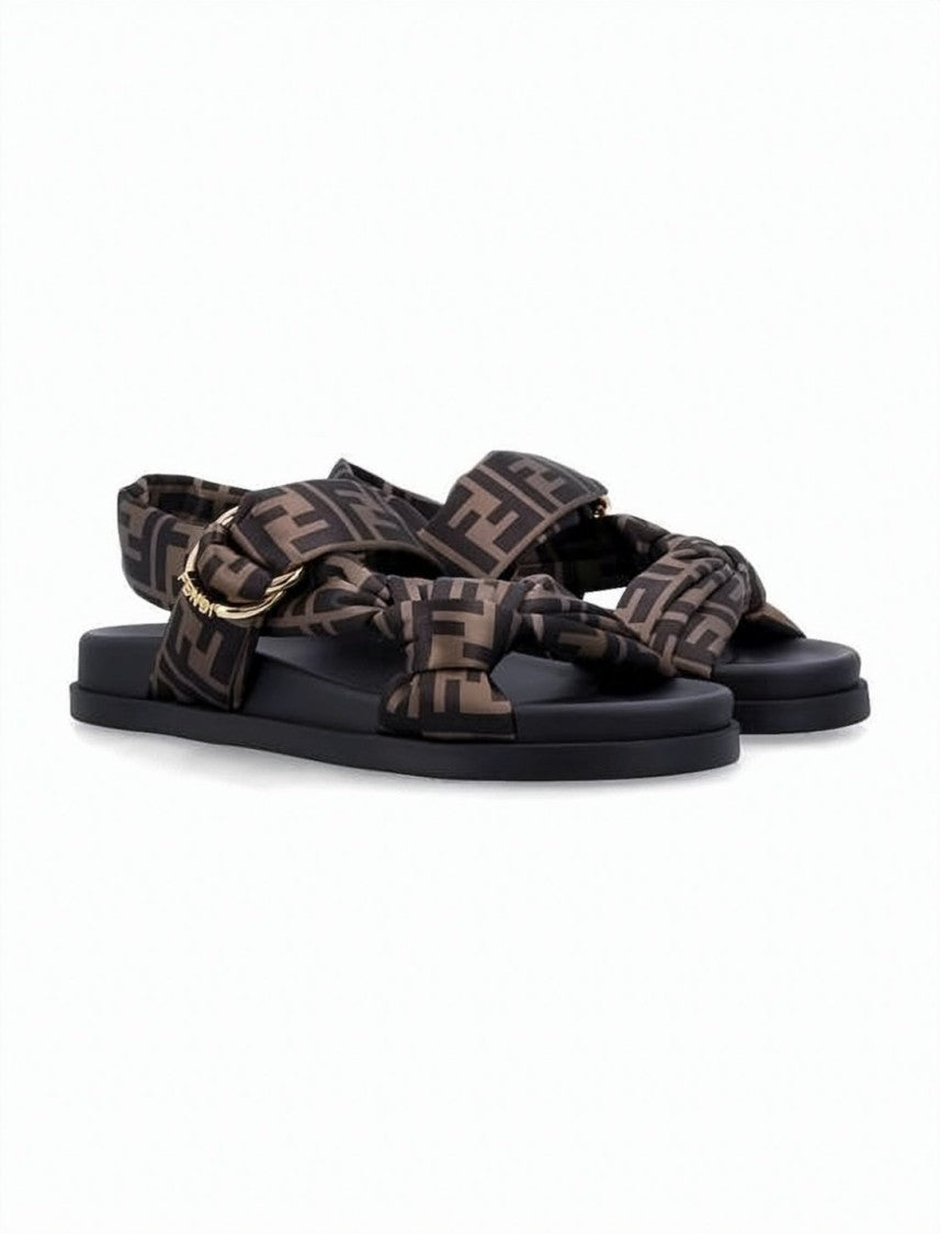Fendi Monogram Pattern Sandal With Padded Straps