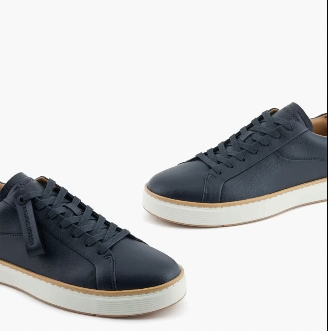 Emporio Armani Leather Sneakers With Contrasting Welt Detail