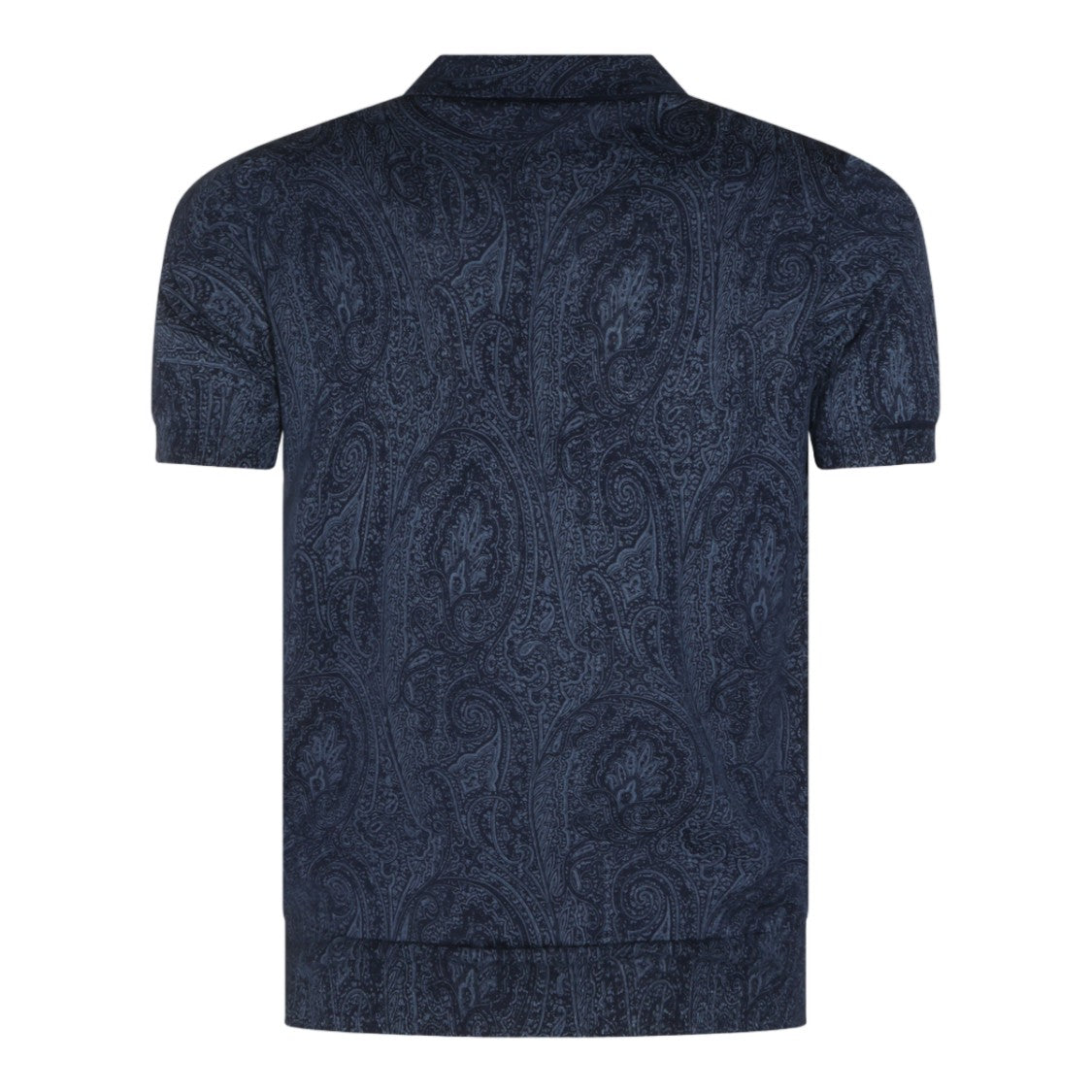Etro Dark Blue Polo Shirt With Intricate Paisley Pattern