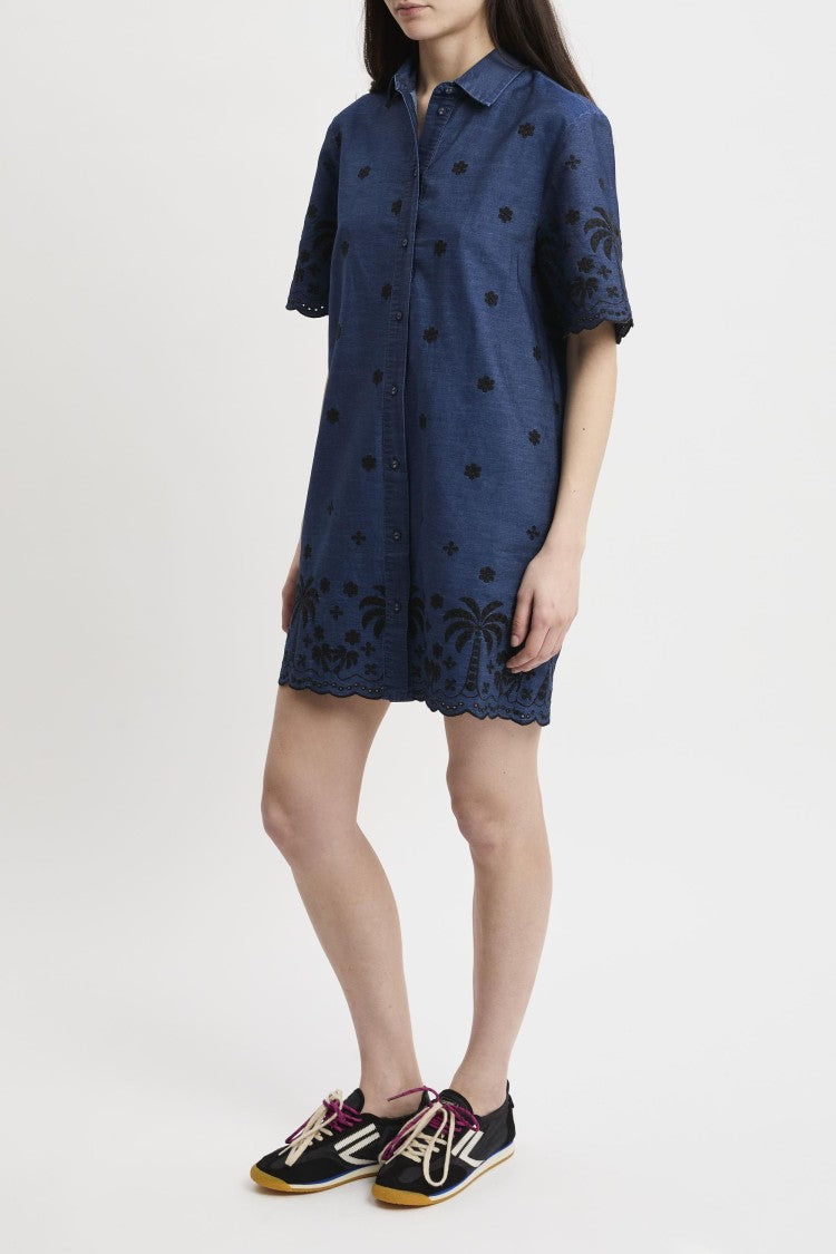 Mc2 Saint Barth Short-Sleeved Shirt Dress With Embroidered Floral