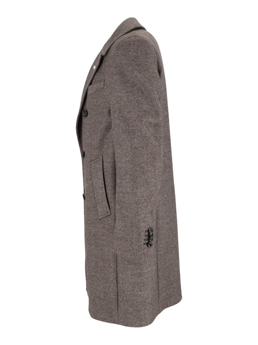 Luigi Bianchi Sartoria Double-Breasted Structured Coat With Wide Lapels