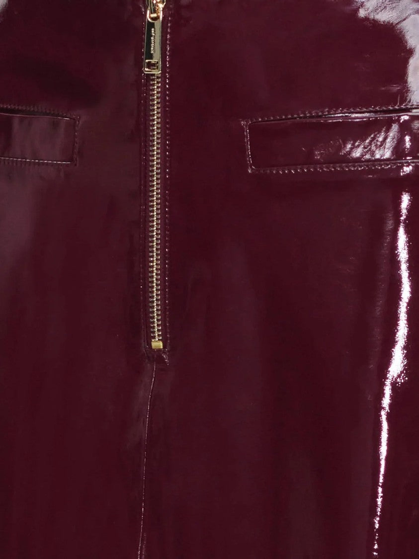 Self-Portrait Purple Glossy Faux-Leather Midi Skirt