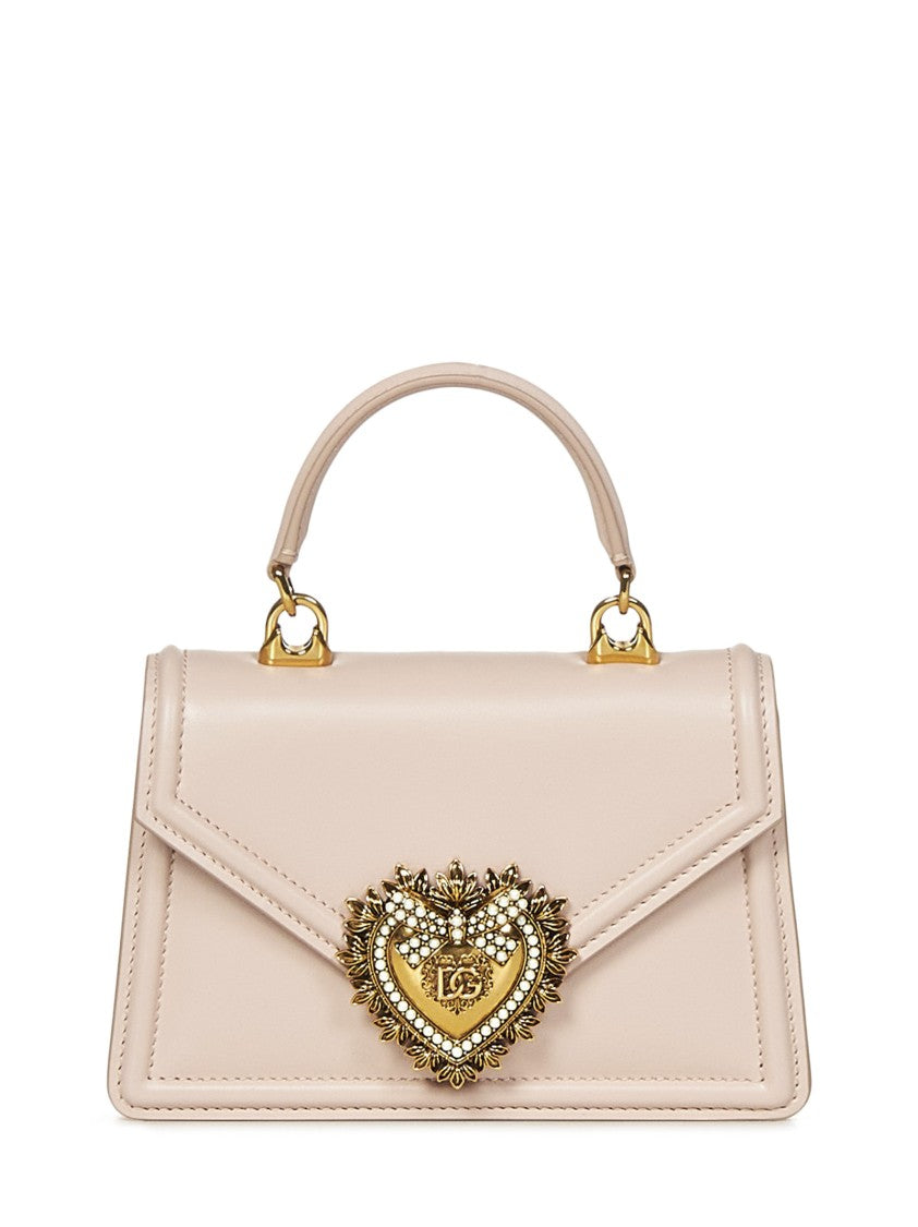 Dolce & Gabbana Pale Pink Calf Leather Small Devotion Top Handle Bag