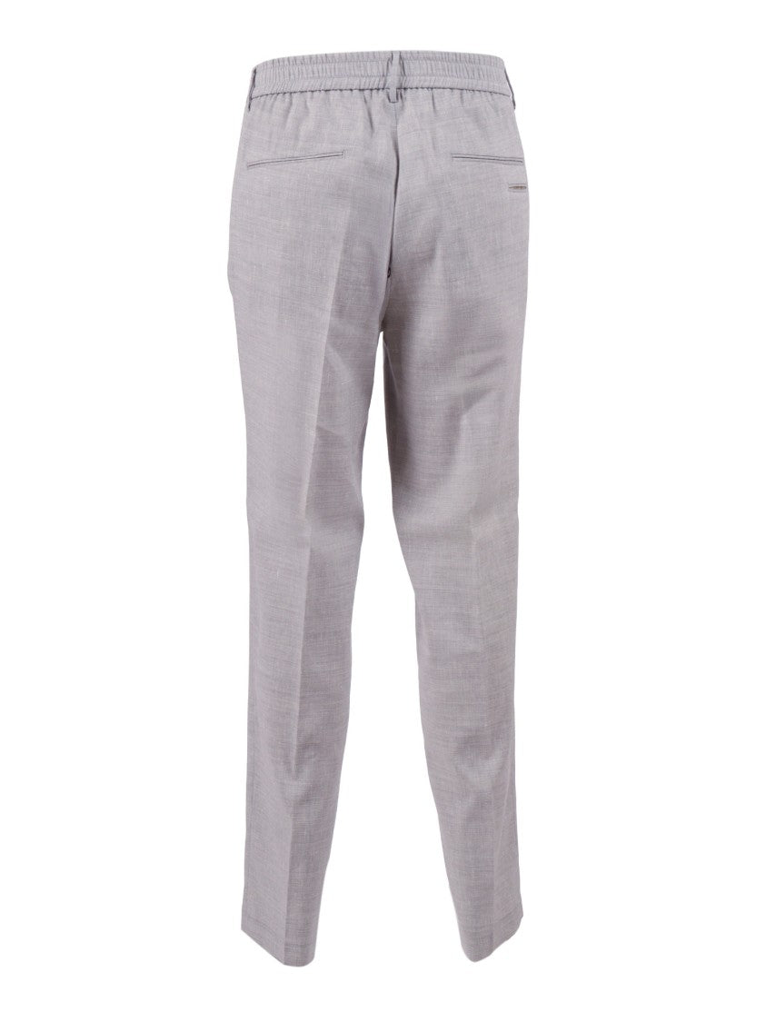 Peserico Tailored Grey Flat Front Straight-Leg Pants