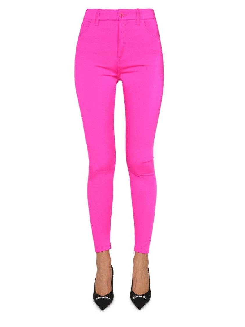 Balenciaga Sculpted Black Nylon Leggings With Belt Loop Detail
