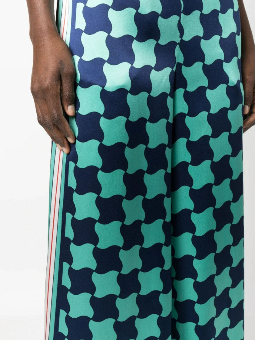 Casablanca Graphic-Print Silk Trousers