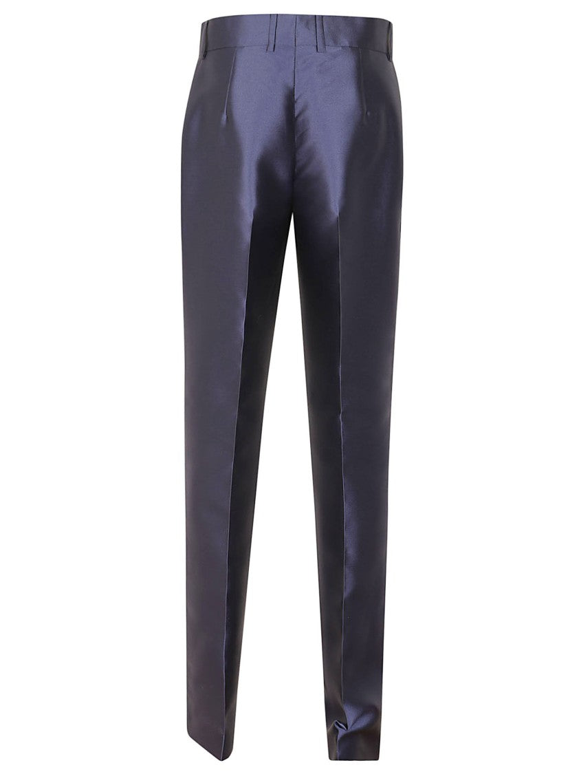 Alberta Ferretti Satin Finish Tailored Pants With Classic Waistband