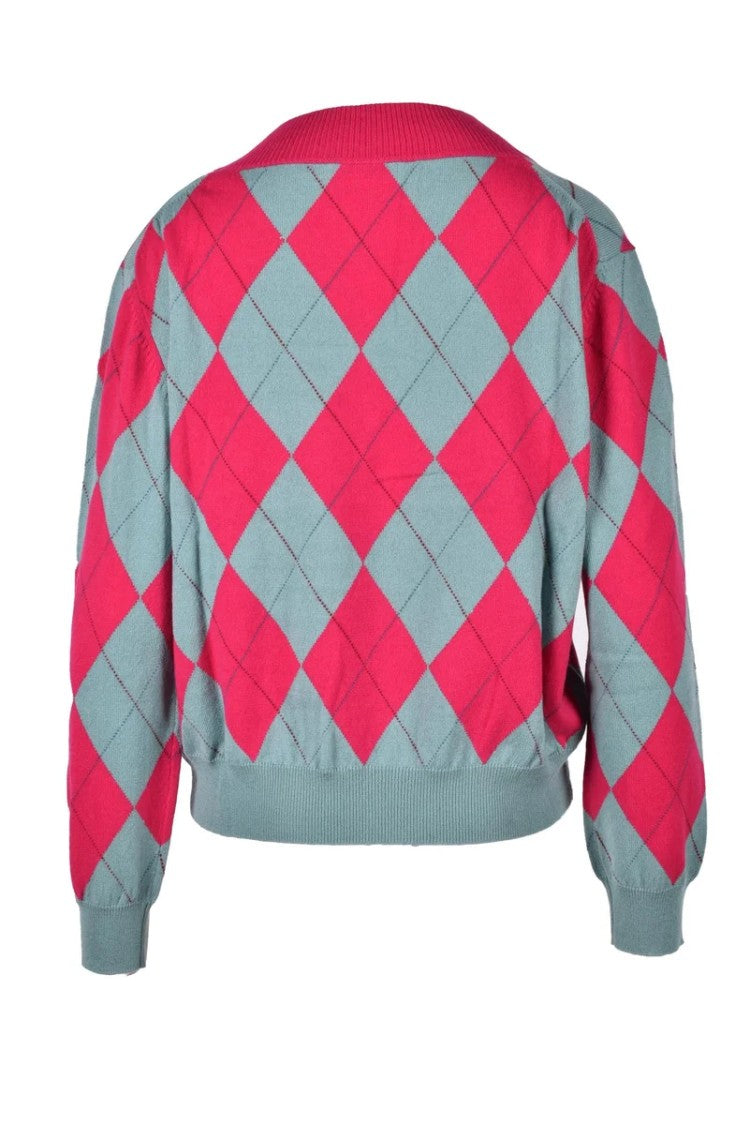 Ballantyne Argyle Pattern Cashmere Pullover Sweater