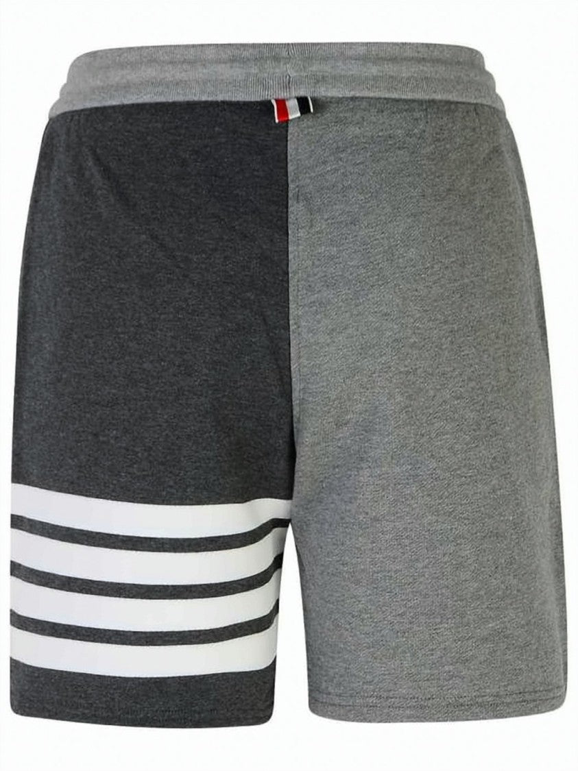 Thom Browne Two-Tone Lightweight Cotton Shorts With Drawstring Waistband