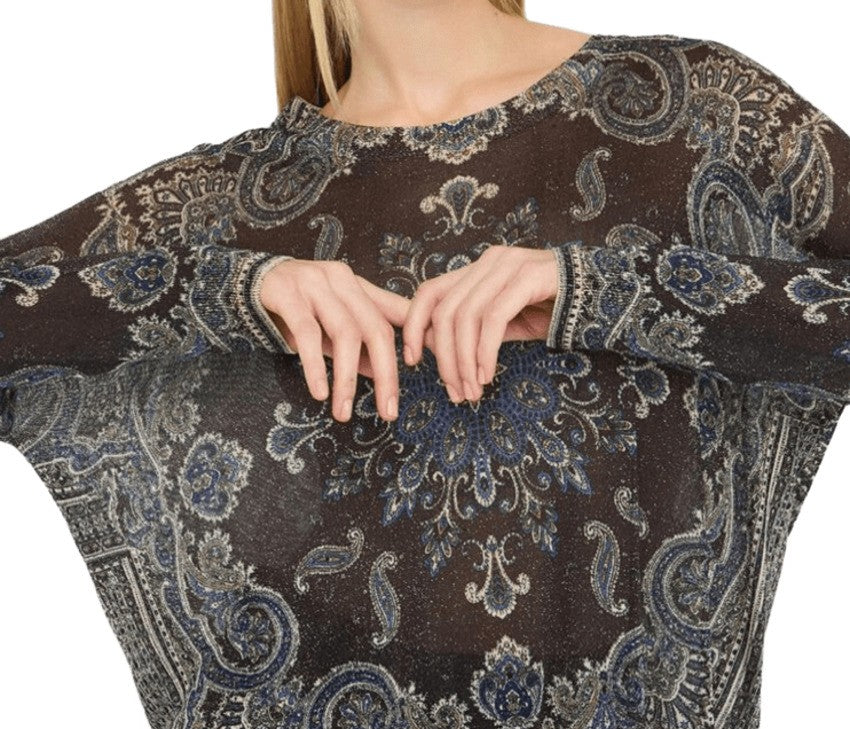 Liu Jo Long-Sleeved Brown Sweatshirt With All-Over Print