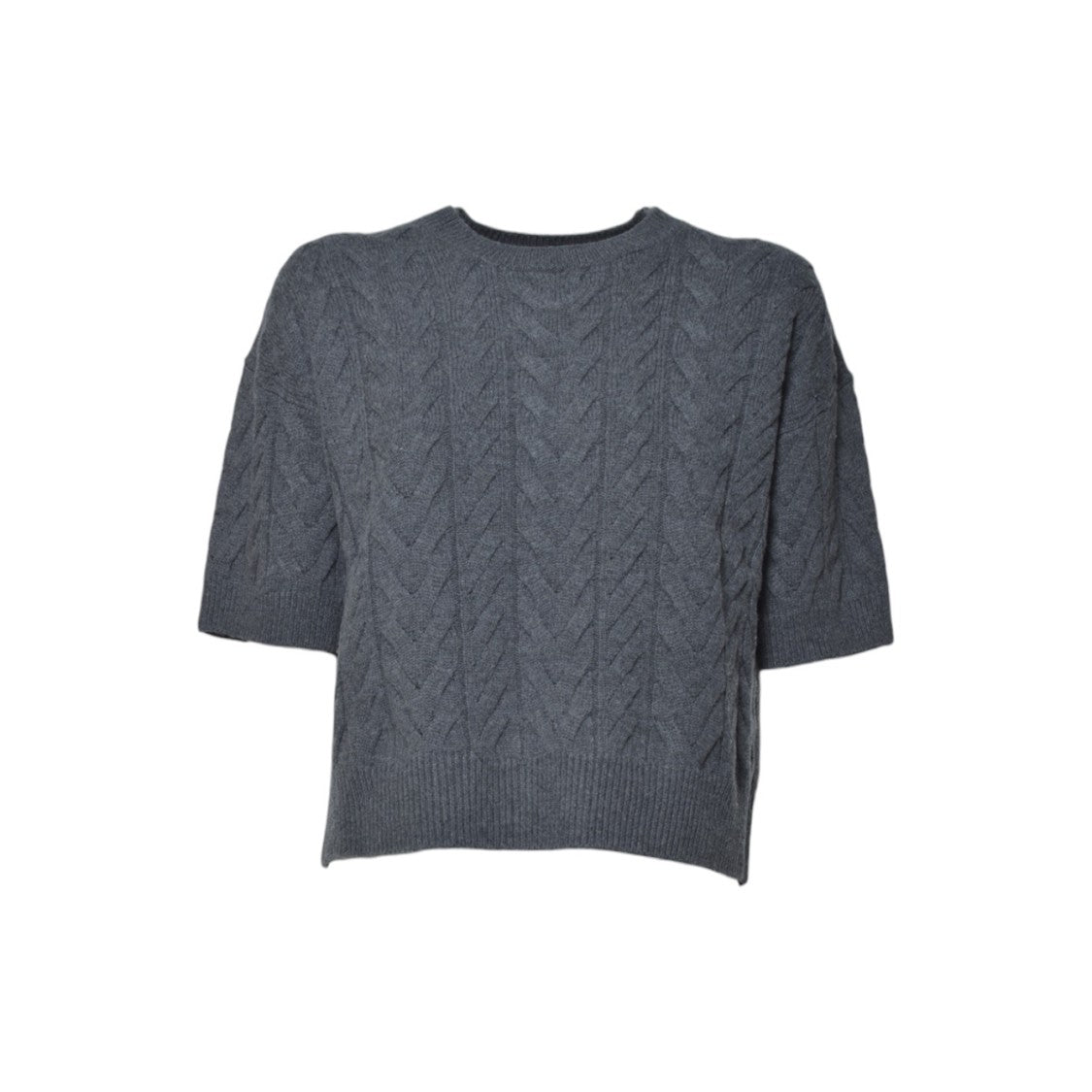 Max Mara Textured Cable Knit Cropped Sweater With Relaxed Fit