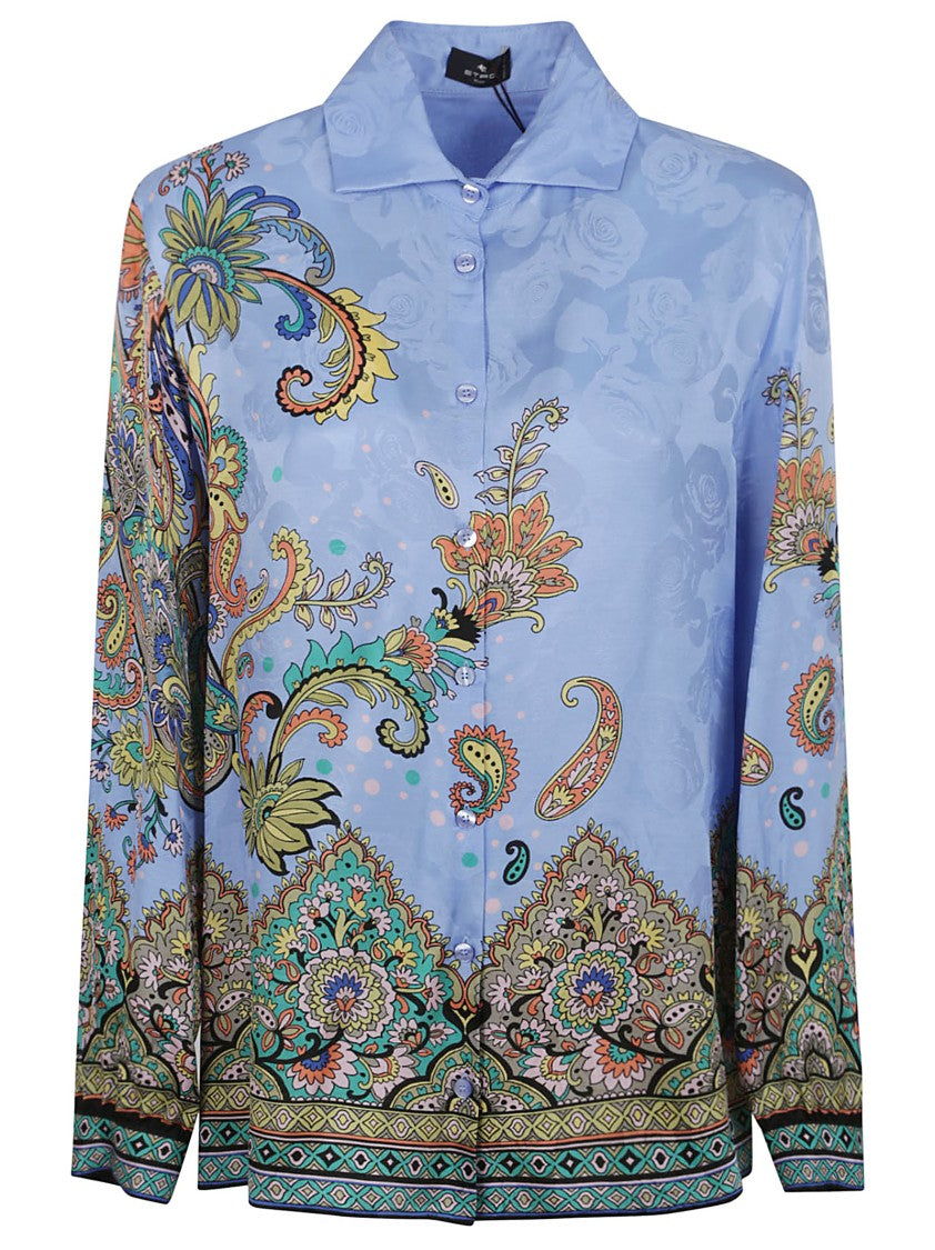 Etro Silk Blend Shirt With Jacquard Rose