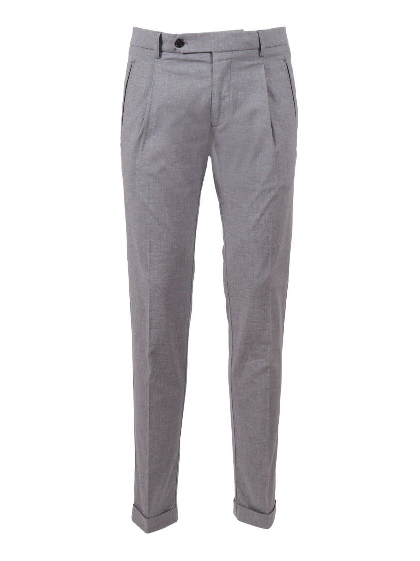 Berwich Grey Tailored Cuffed Straight-Leg Pants