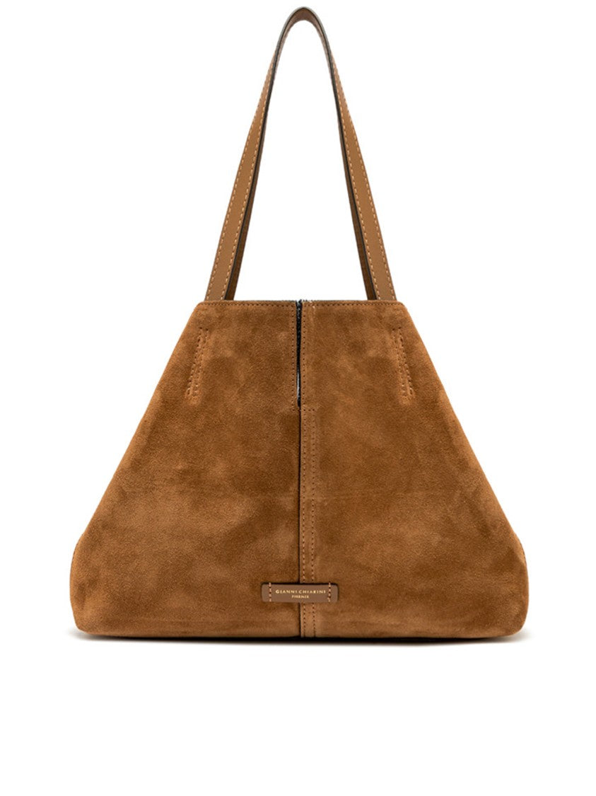 Gianni Chiarini Maya Structured Brown Suede Leather Tote