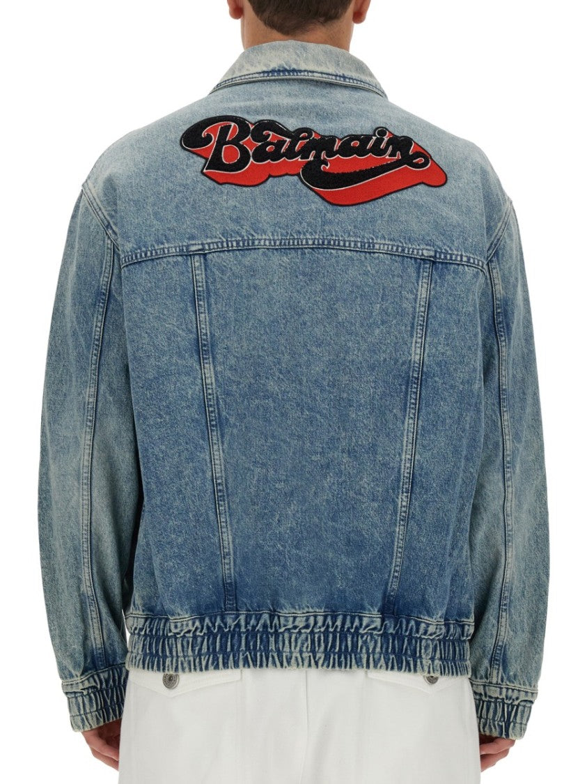 Balmain Faded Blue Cotton Denim Jacket