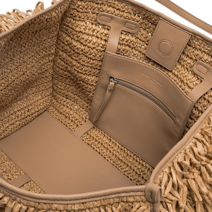 Marcella Handwoven Raffia Curl Handbag With Leather Handles