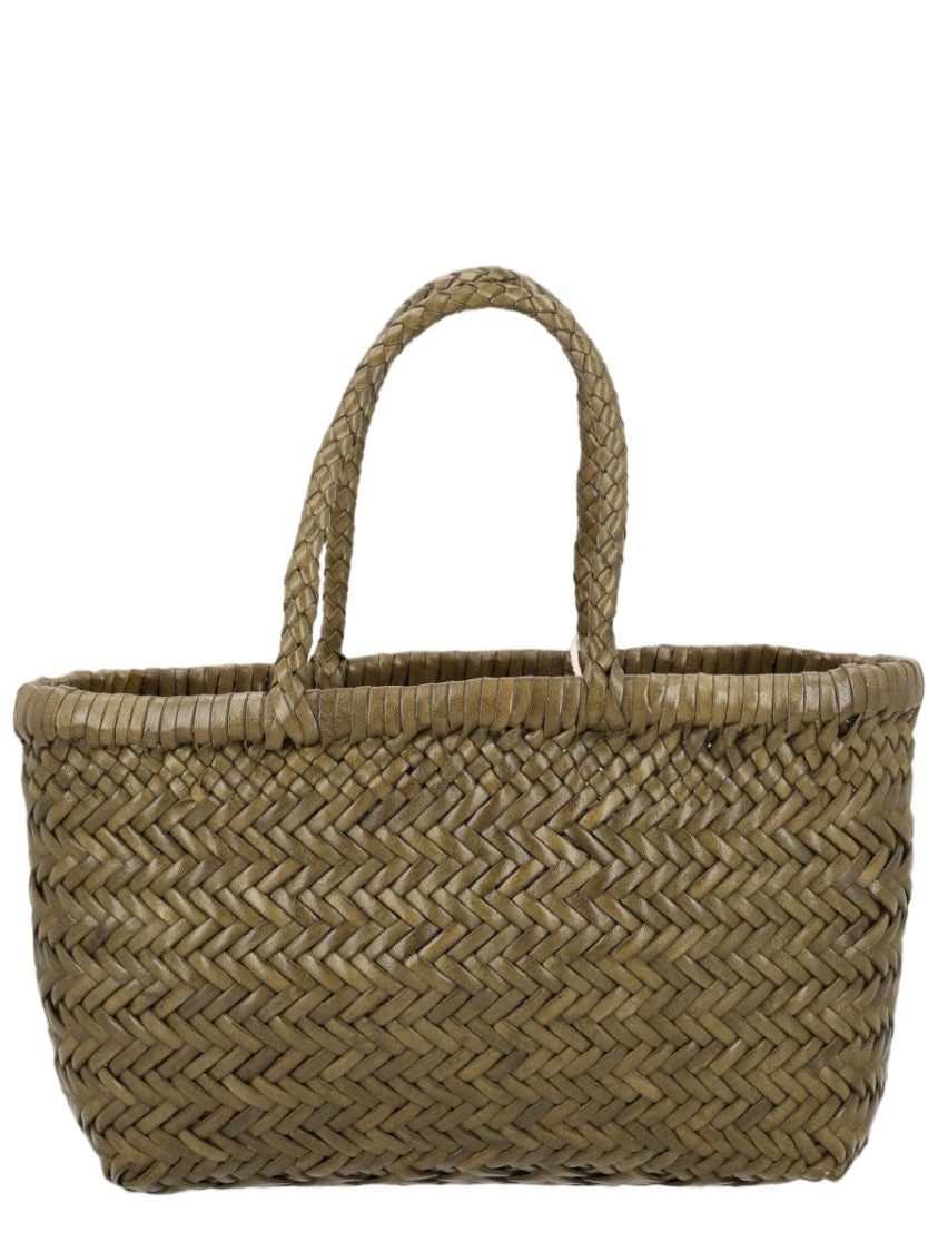 Dragon Diffusion Brown Rectangular Woven Leather Handbag